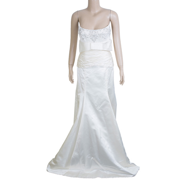 Buy Reem Acra Embellished Semi Bustier Wedding Dress M 11033 At