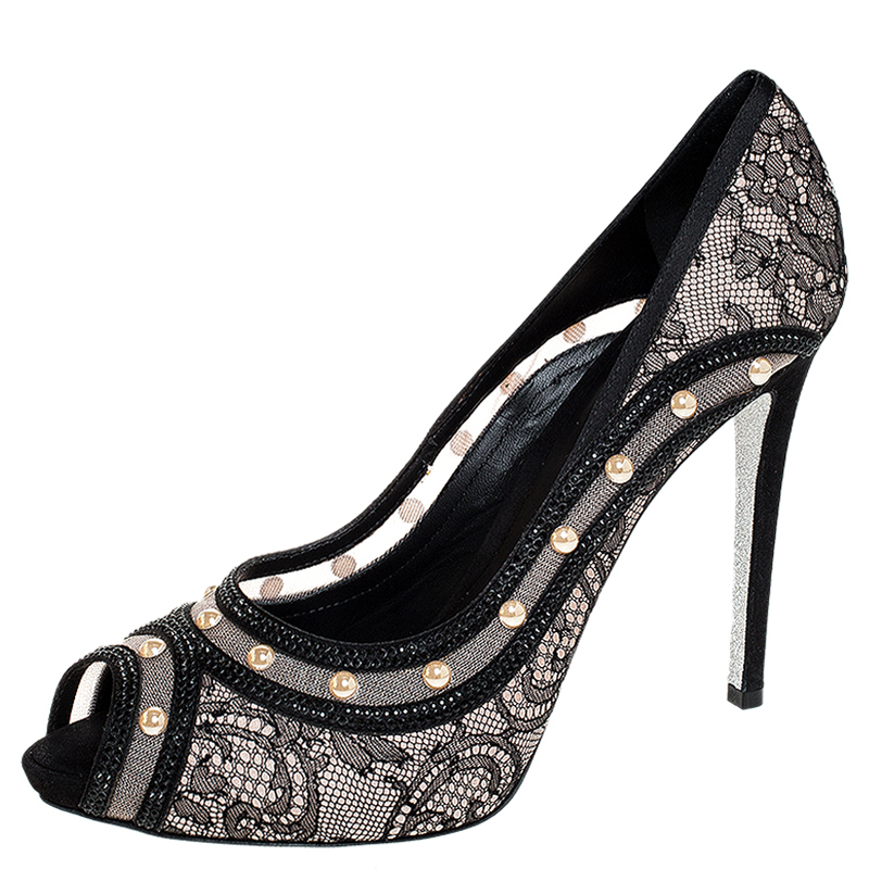 rene caovilla black heels