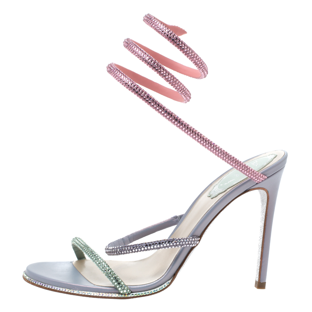 

Rene Caovilla Multicolor Crystal Embellished Cleo Sandals Size