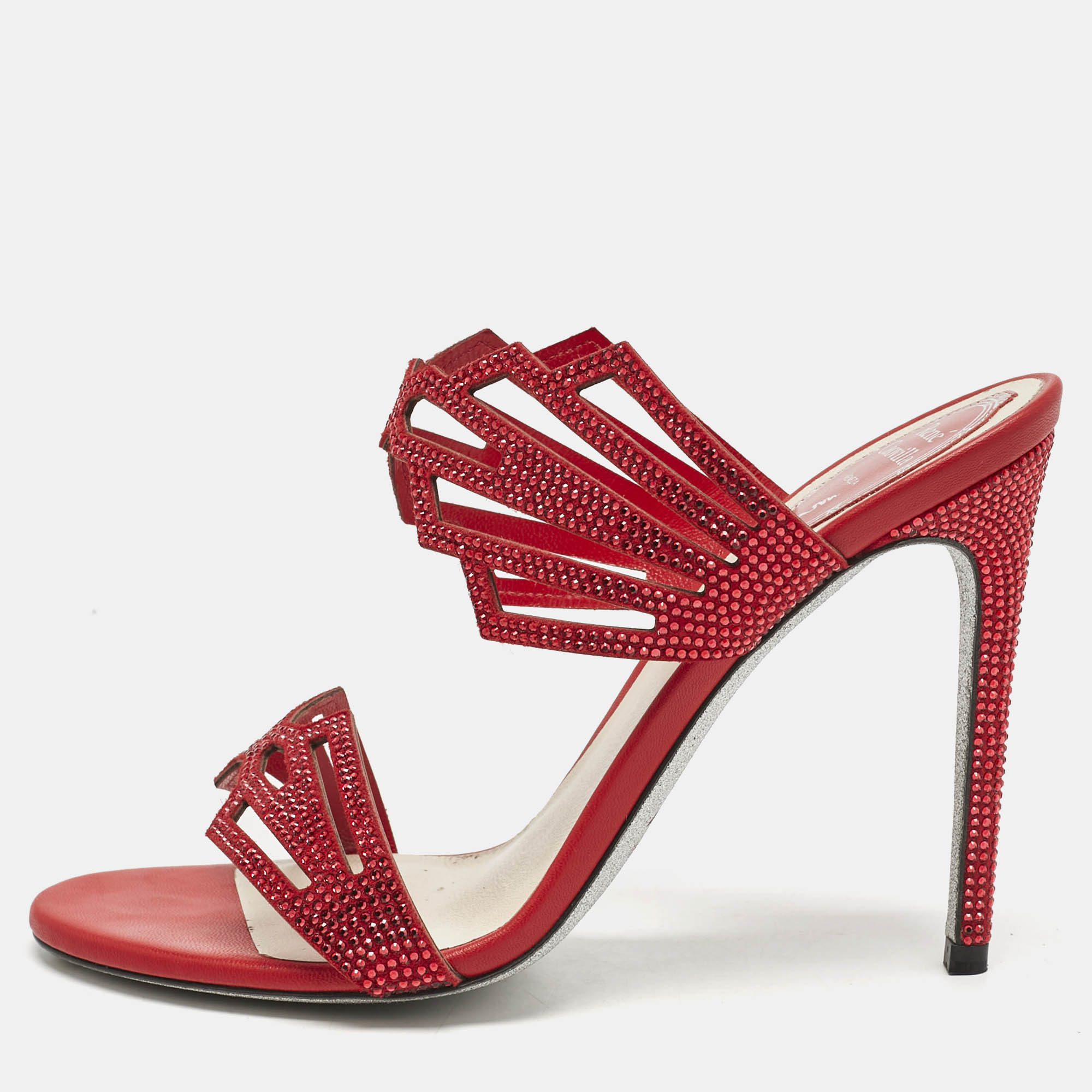 

Rene Caovilla Red Suede Nadine Slide Sandals Size