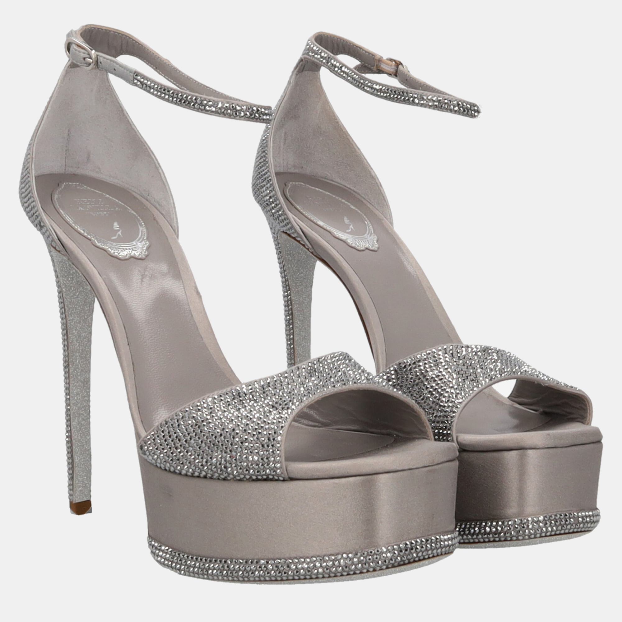 

René Caovilla Women's Synthetic Fibers Sandals - Grey - EU