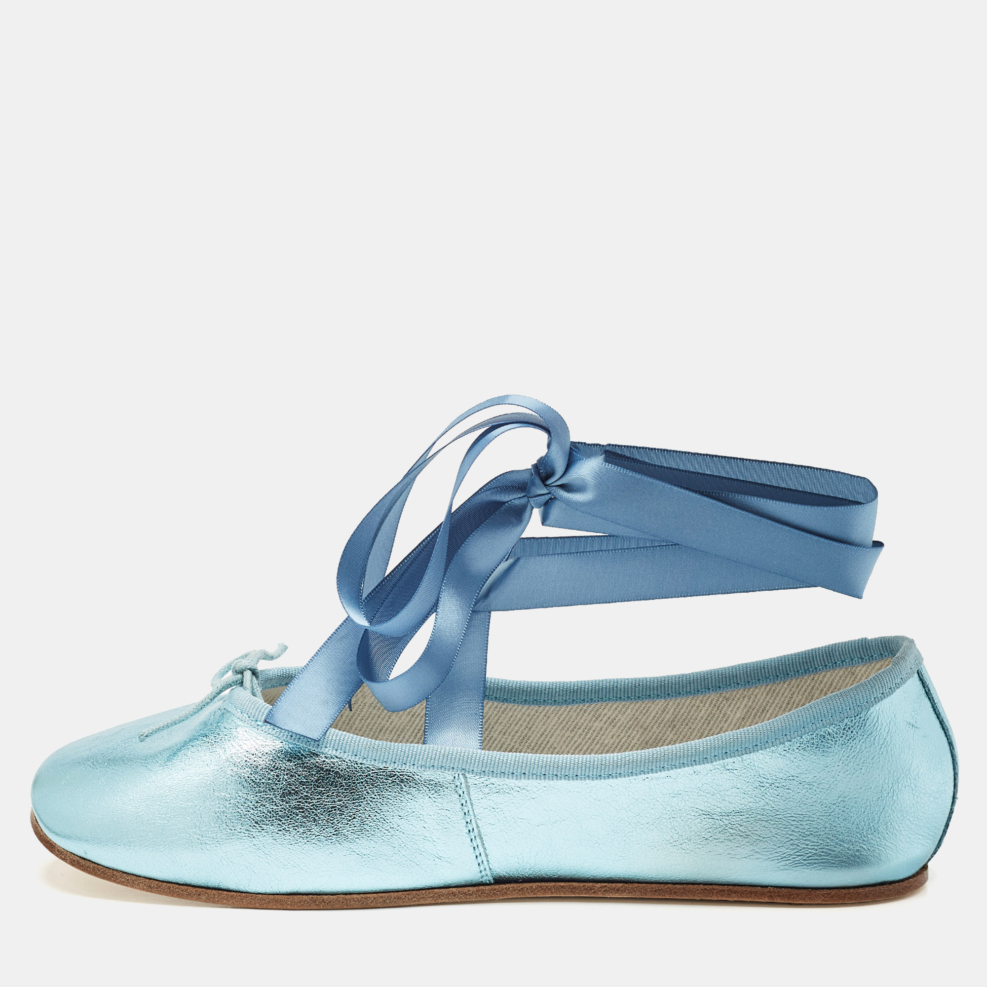 

Repetto Metallic Blue Leather Sophia Ballet Flats Size