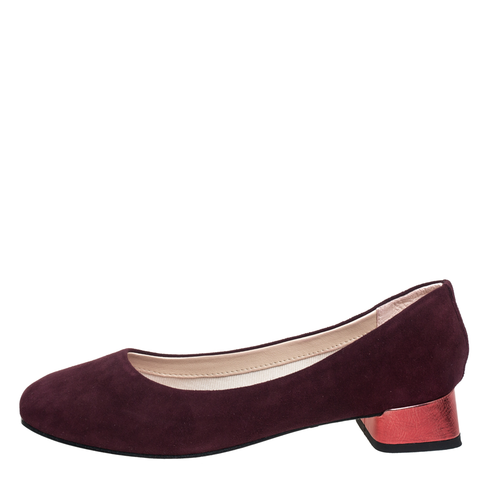 

Repetto Burgundy Suede Block Heel Ballerina Size