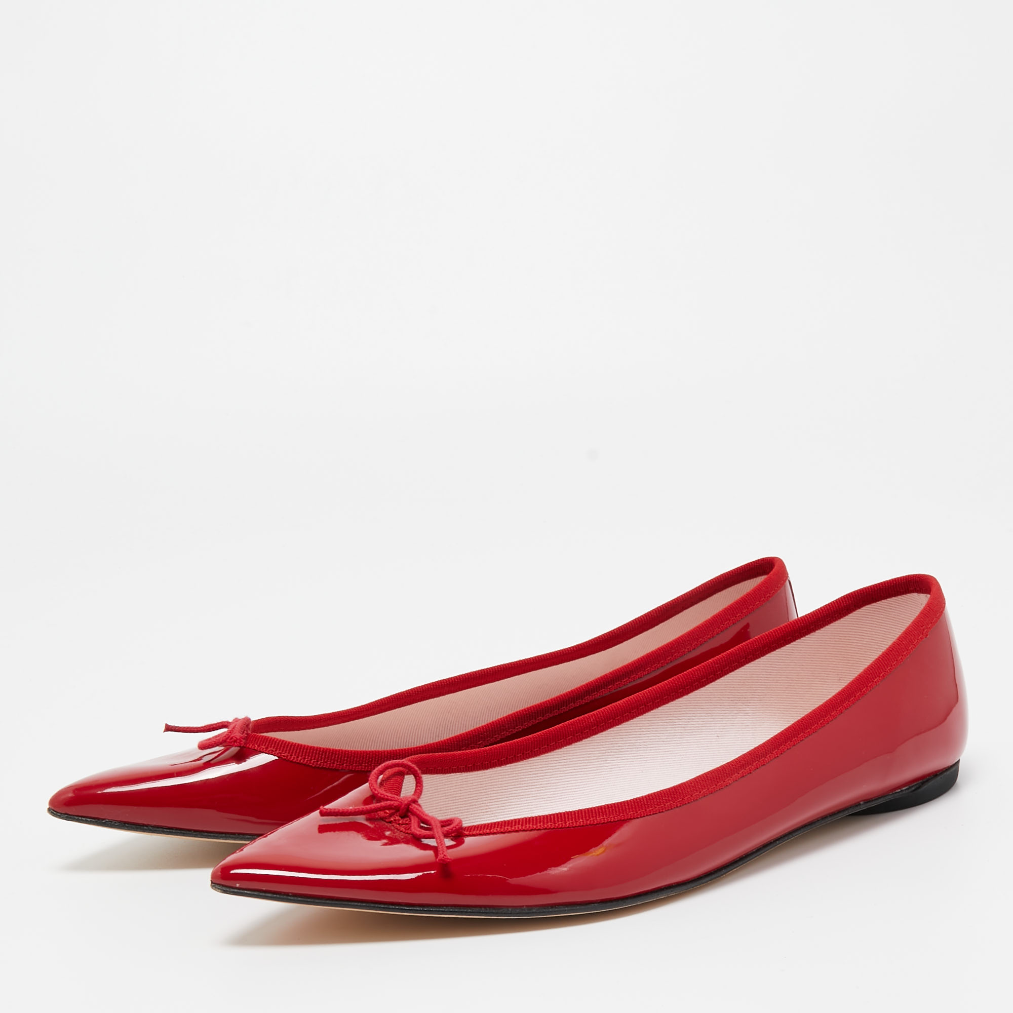 

Repetto Red Patent Leather Bow Ballet Flats Size