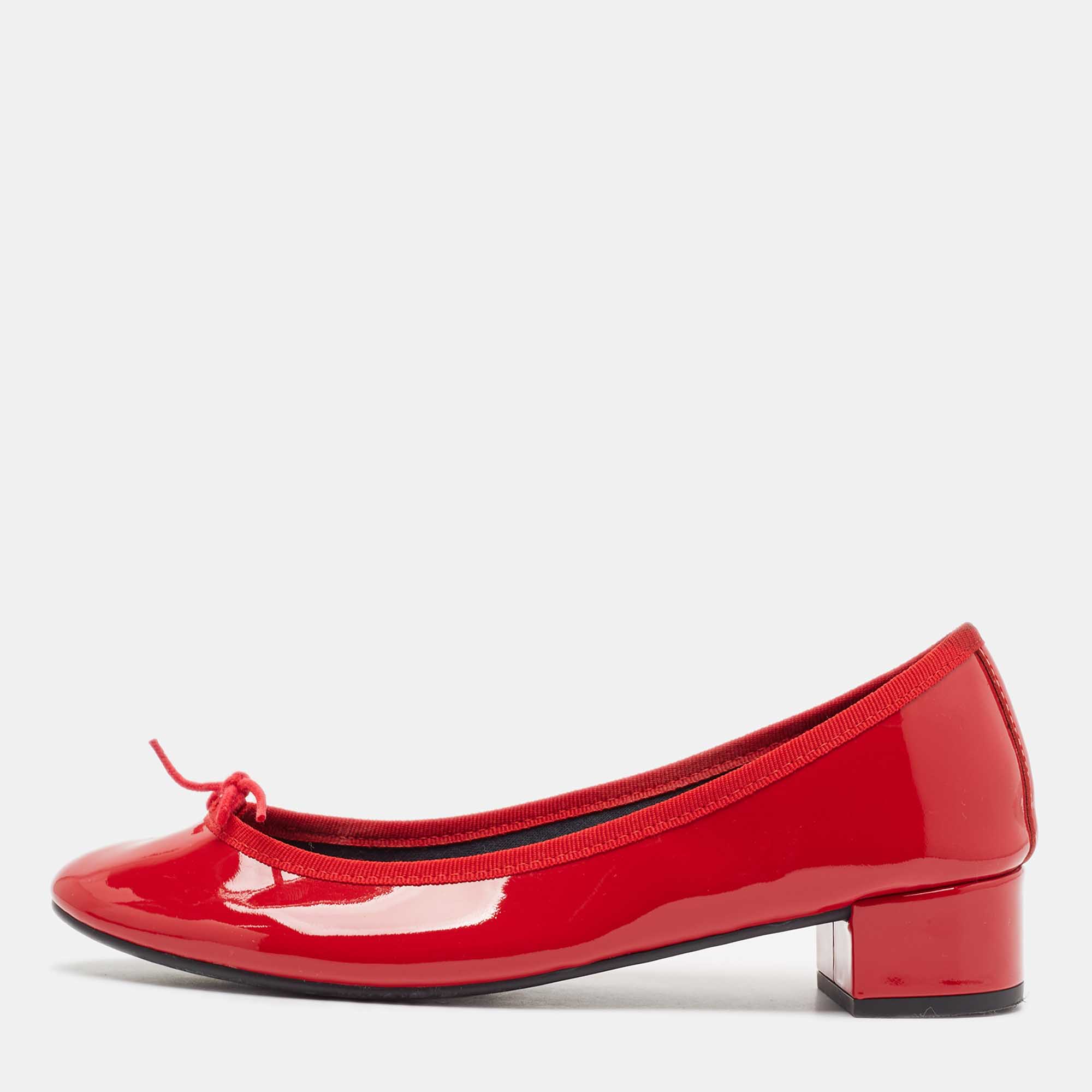 

Repetto Red Patent Leather Block Heel Pumps Size