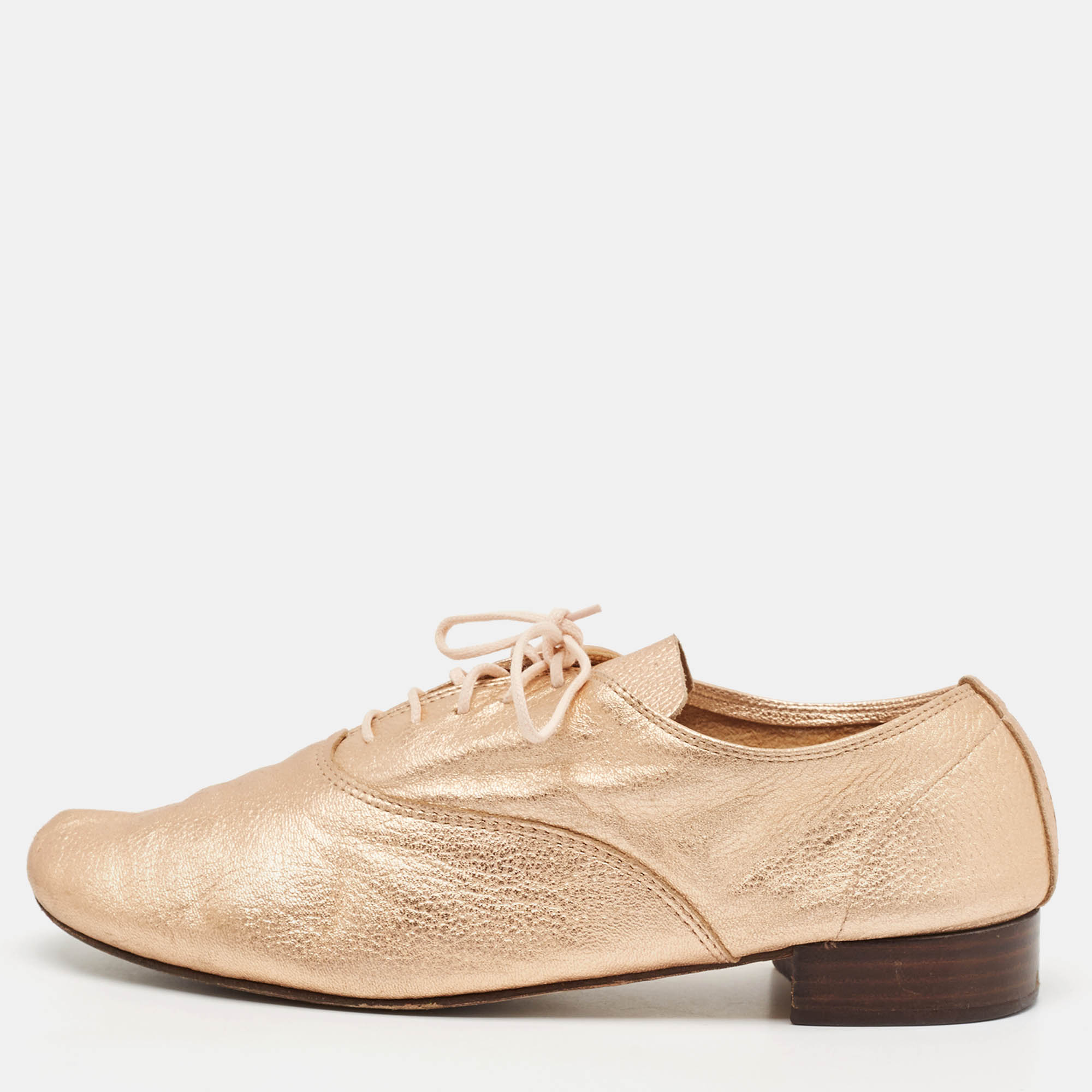 

Repetto Metallic Leather Lace Up Oxfords Size