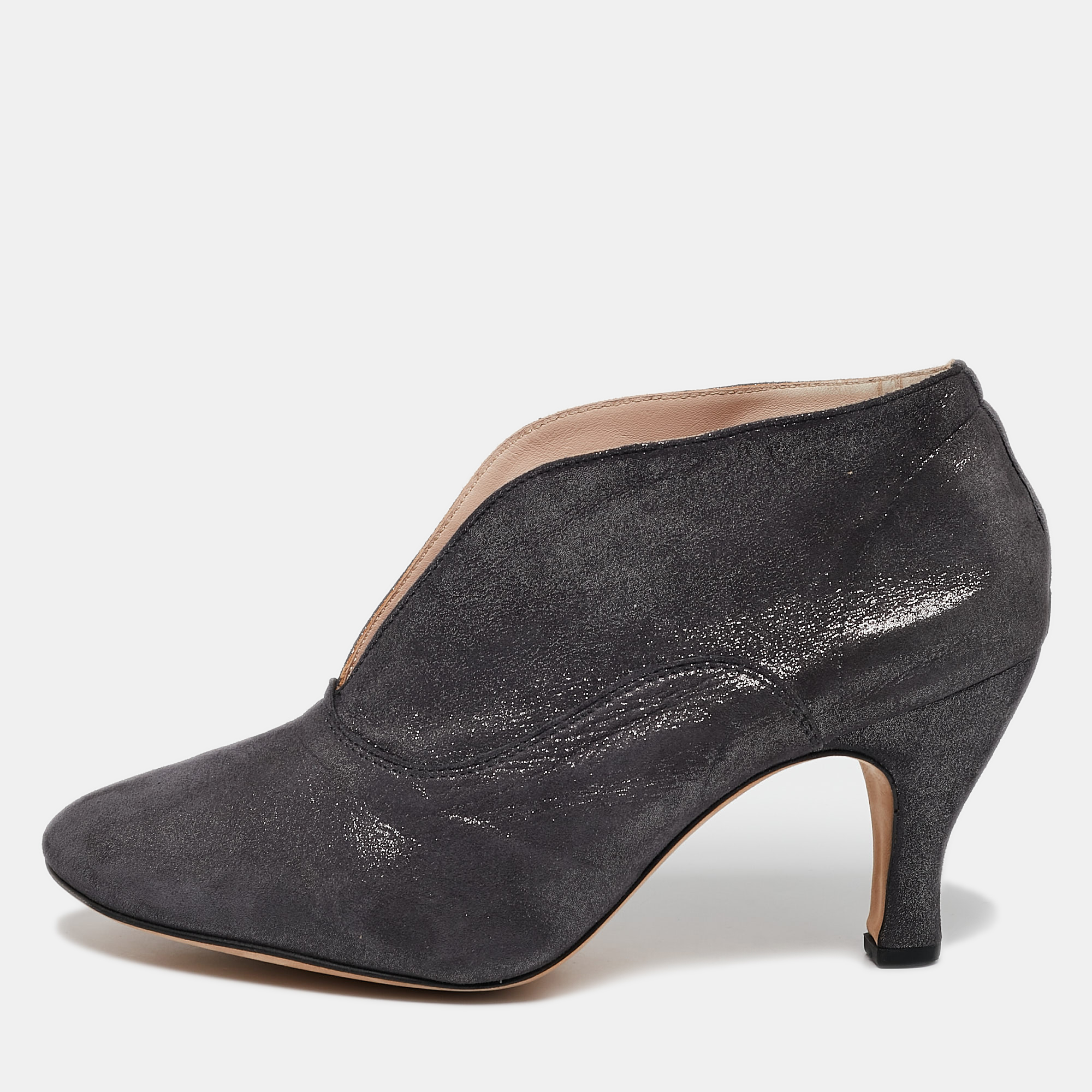 

Repetto Metallic Grey Suede Ankle Booties Size