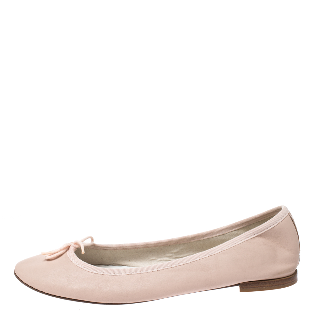 

Repetto Light Pink Leather Bow Embellished Ballet Flats Size