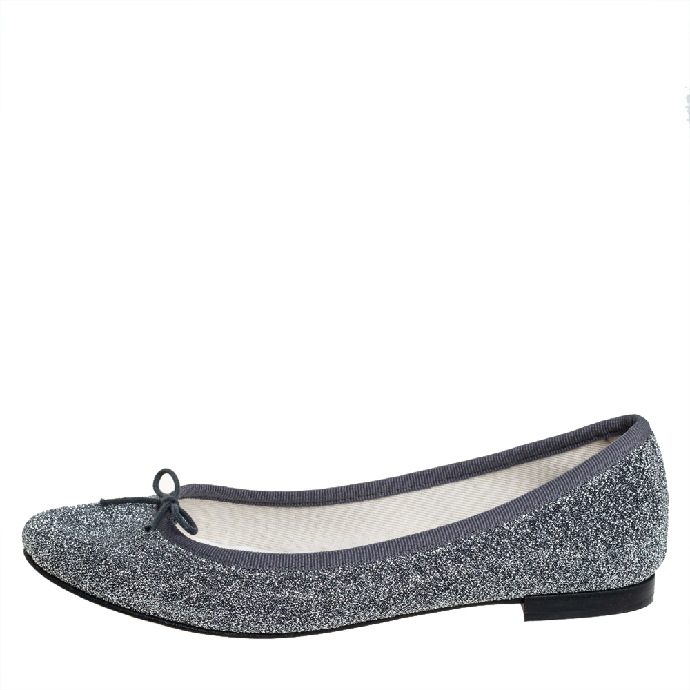 

Repetto Glitter Fabric Ballet Flats Size, Metallic