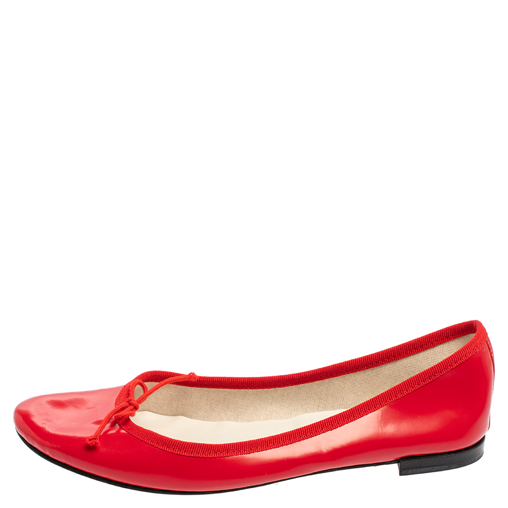 

Repetto Red Leather Slip On Ballet Flats Size