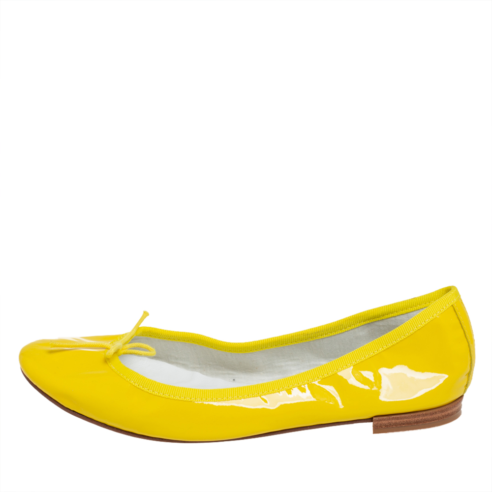 

Repetto Yellow Patent Leather Bow Ballet Flats Size
