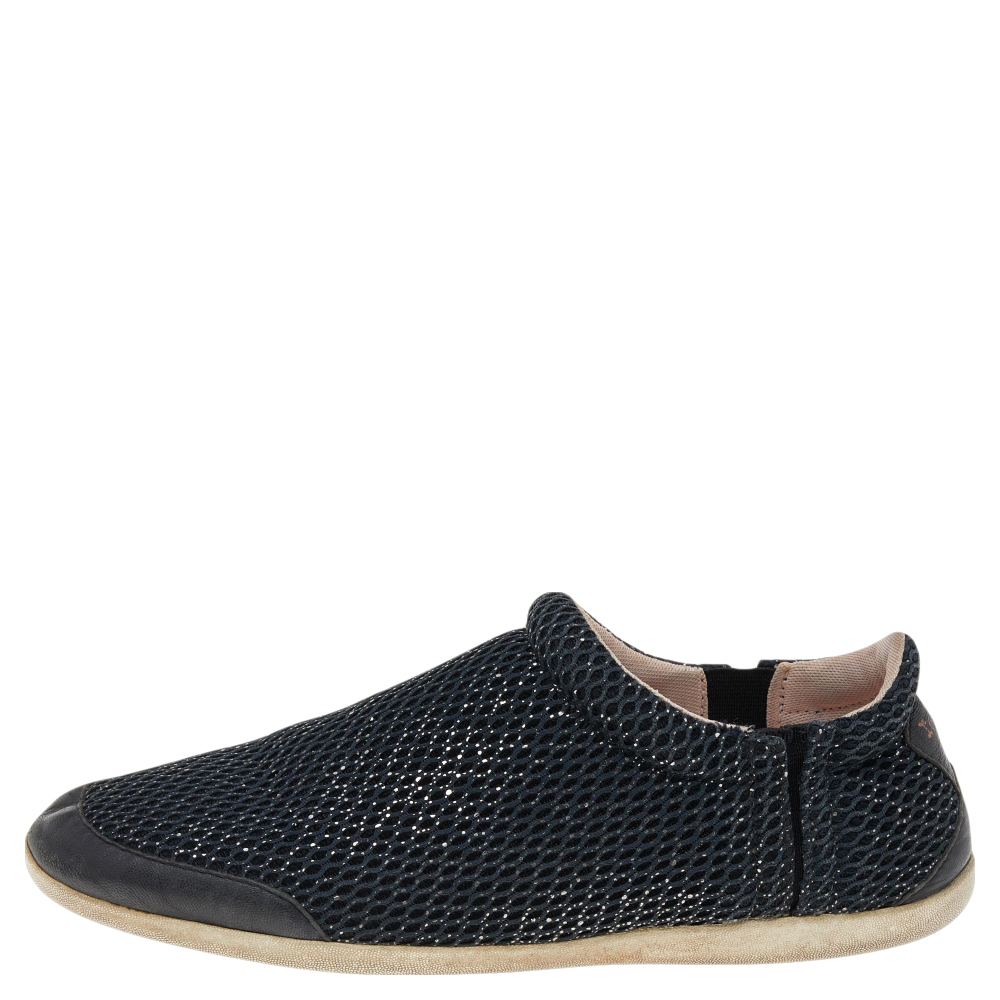 

Repetto Black Mesh And Leather Slip On Sneakers Size
