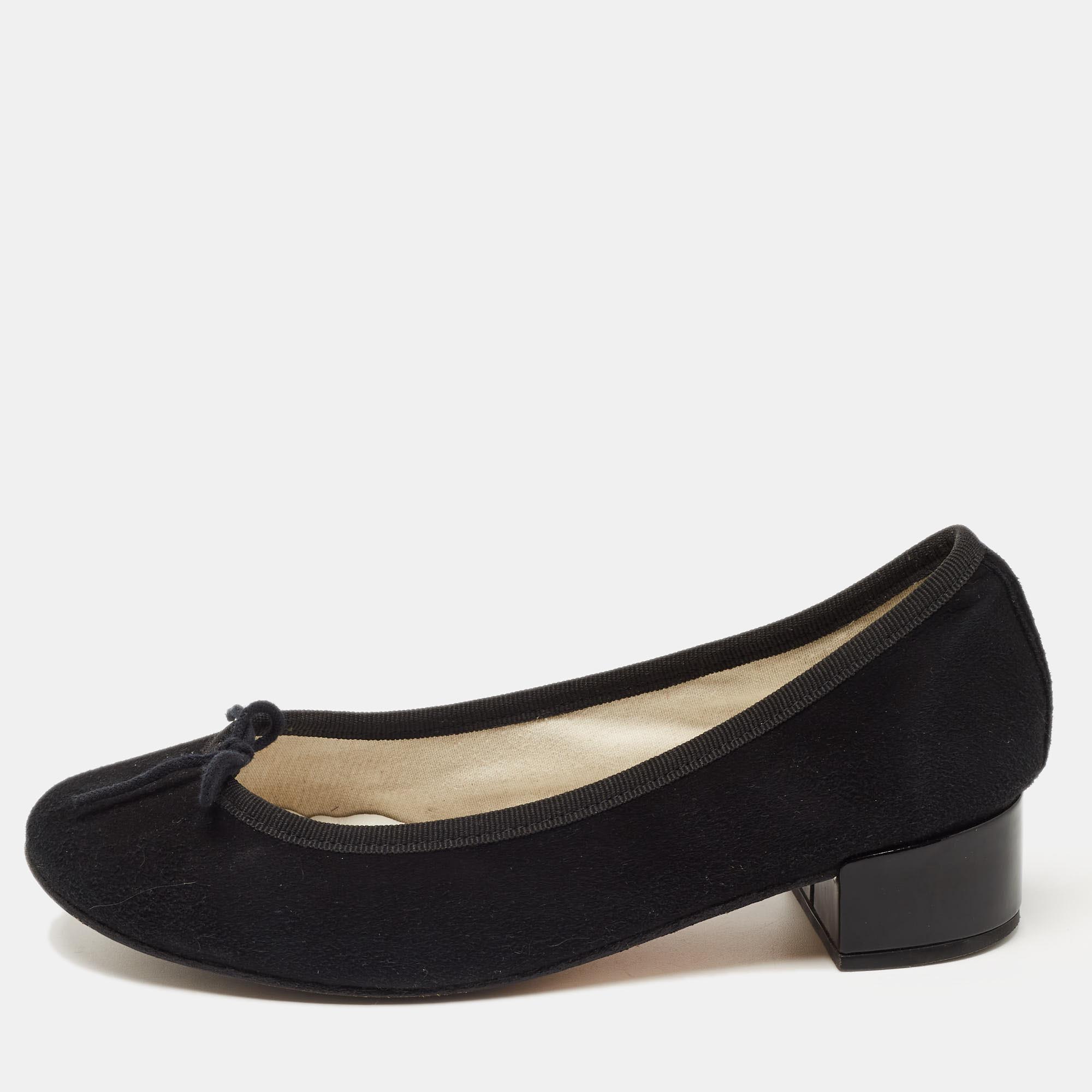 Pre-owned Repetto Black Suede Lili Flats Size 36.5