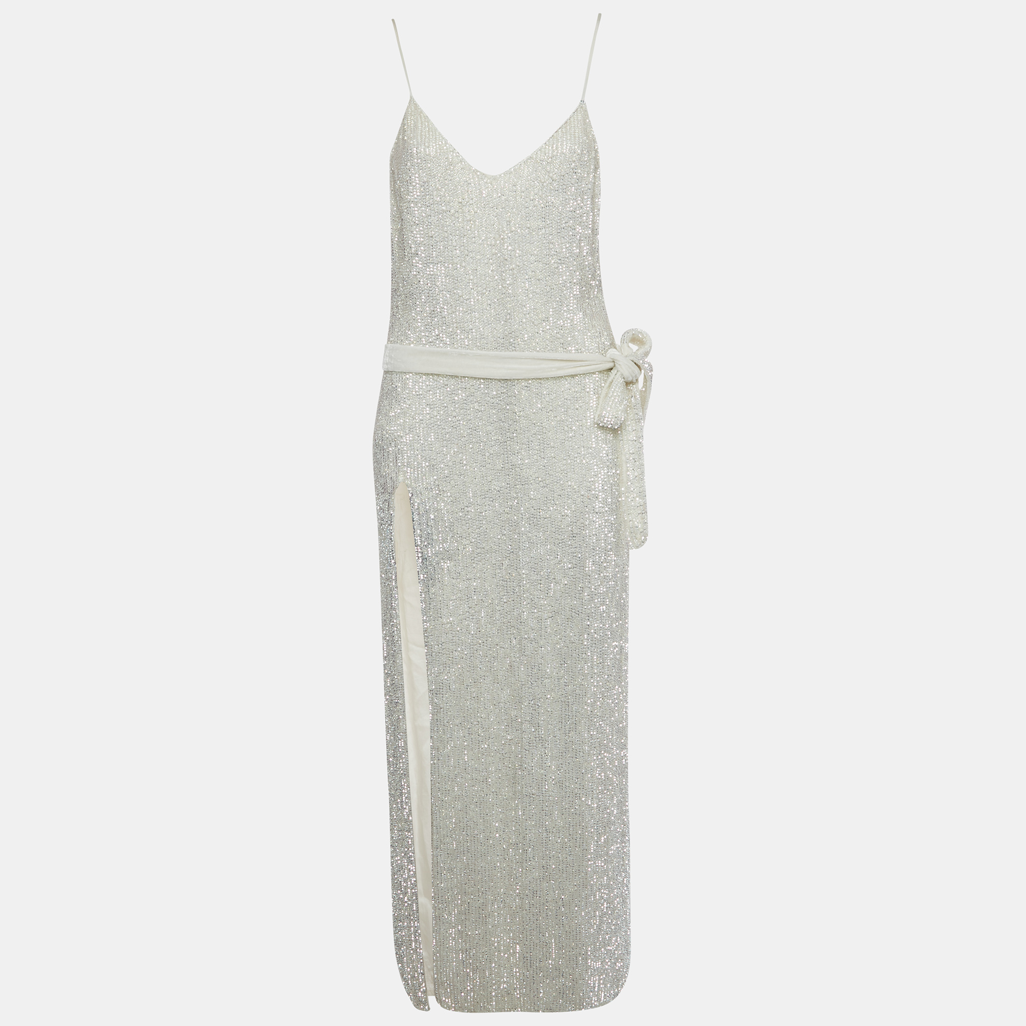 Pre-owned Retroféte White Sequin Embellished Maxi Dress S