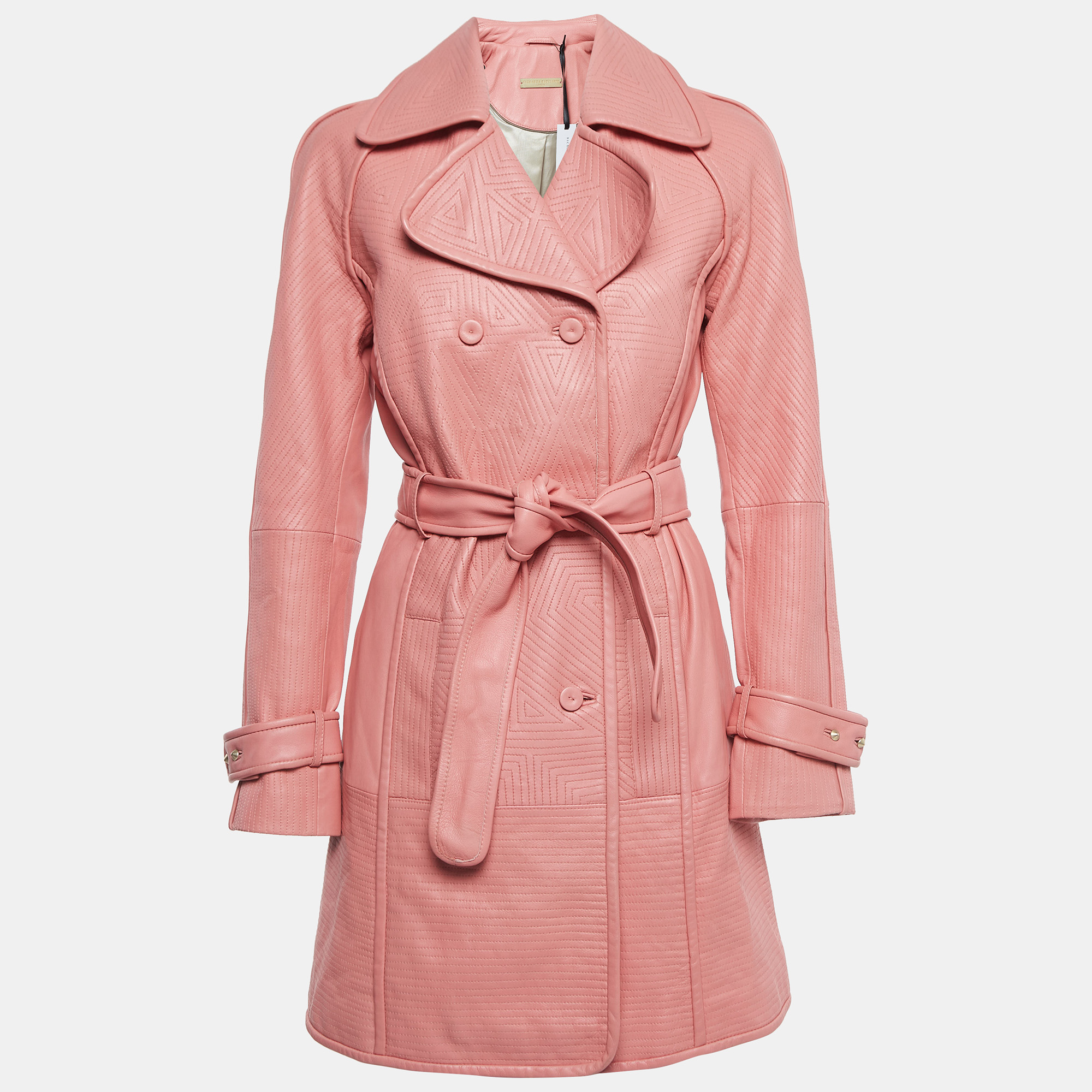 

Richards Radcliffe Pink Leather Double Breasted Trench Coat