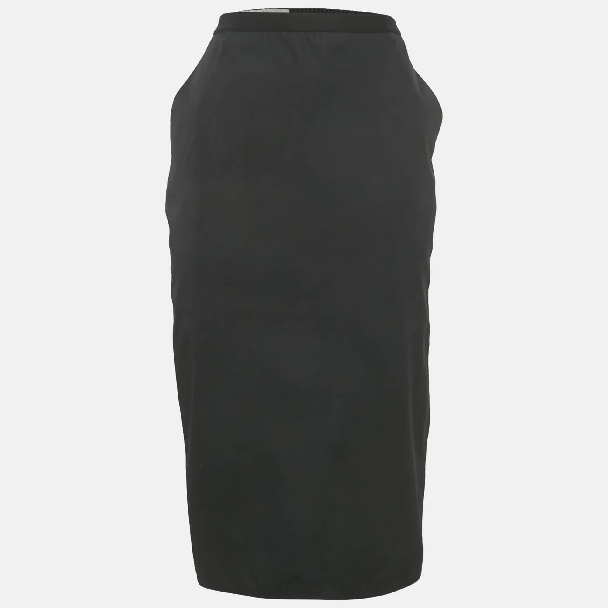 

Rick Owens Black Cotton Midi Skirt L