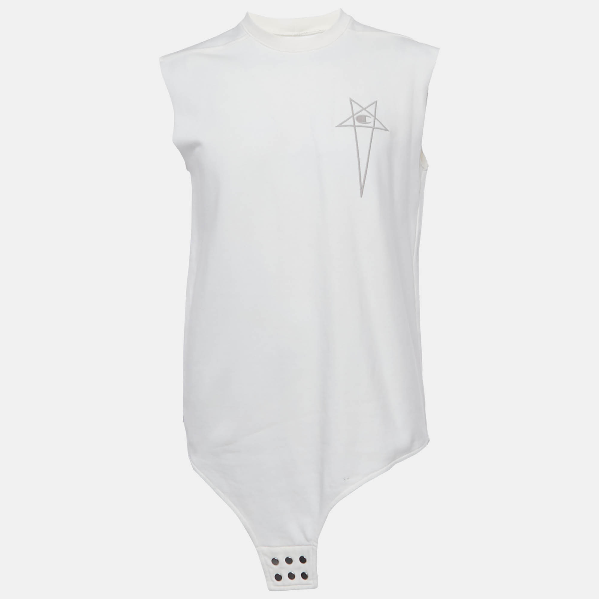 Pre-owned Rick Owens X Champions Off-white Embroidered Cotton Tank Top L