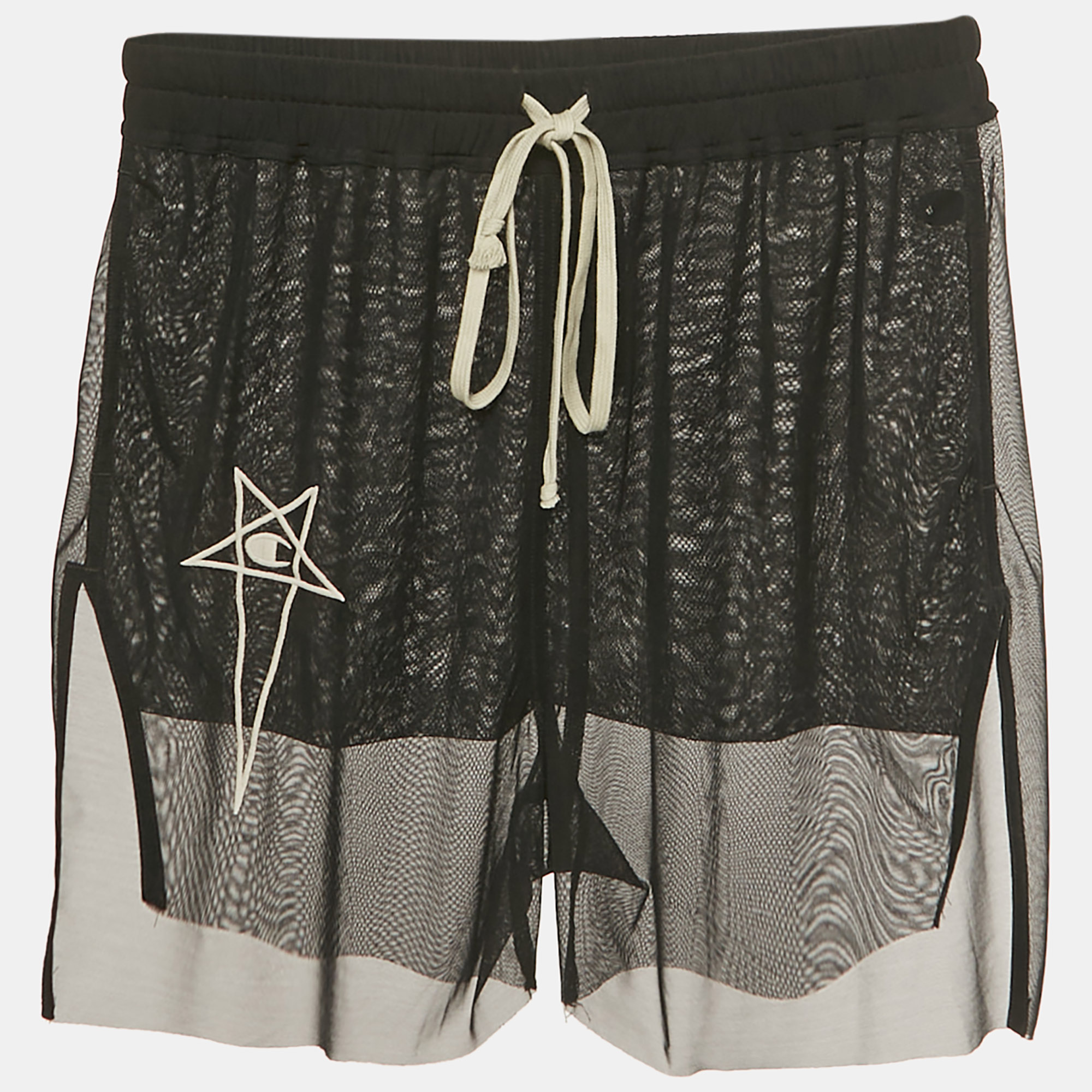Pre-owned Rick Owens X Champion Black Tulle Sheer Shorts M