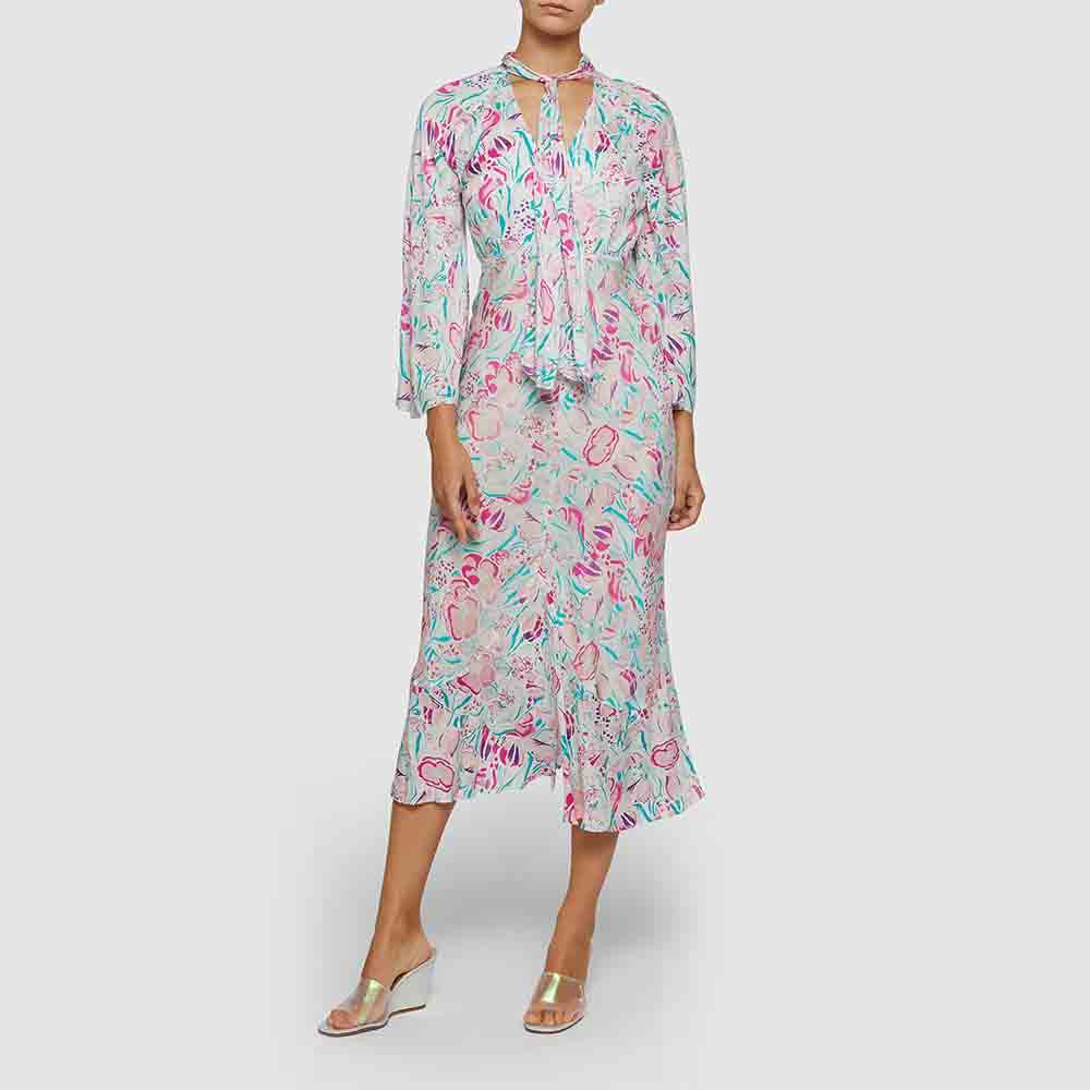 

Rixo Multicoloured Amel Floral Print Silk Dress, Multicolor