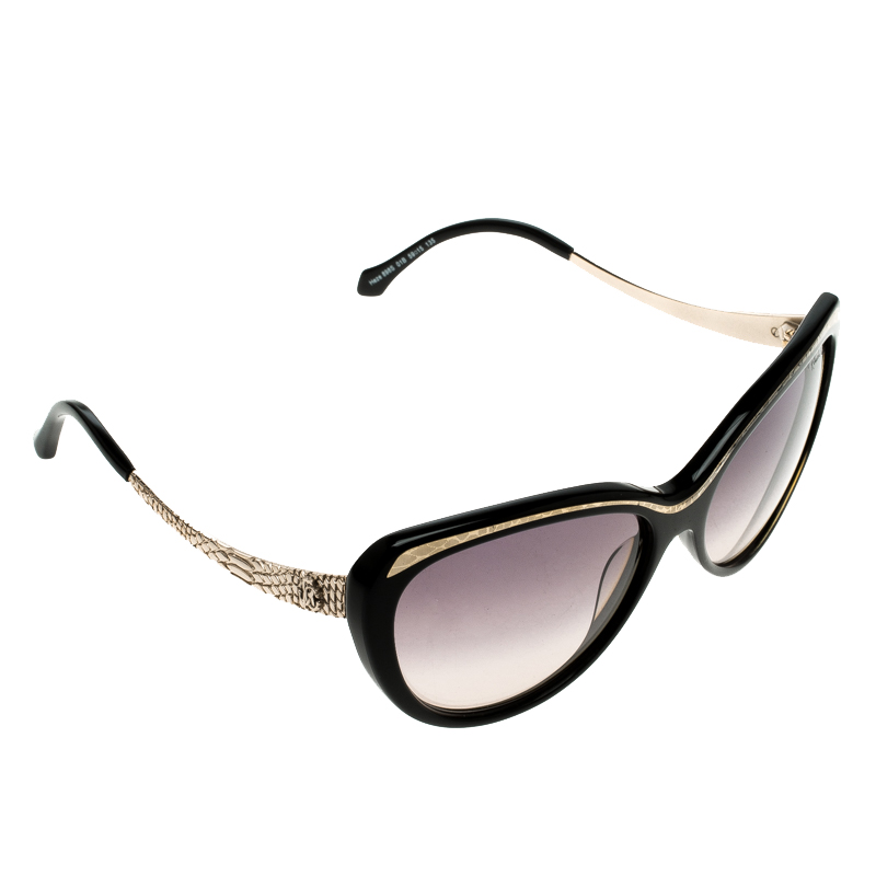 Pre Owned Roberto Cavalli Black Heze 898S Cateye Sunglasses