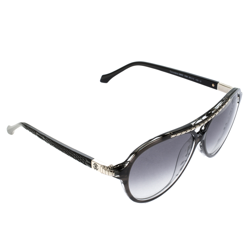 Pre Owned Roberto Cavalli Dark Grey 88S Torcularis Aviator Sunglasses