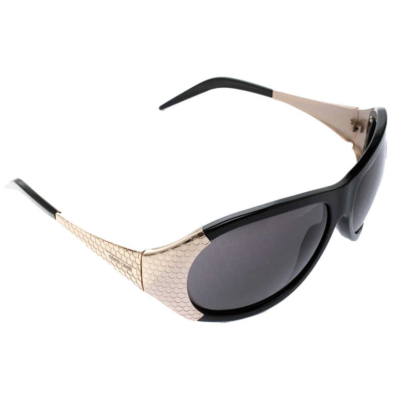 Pre Owned Roberto Cavalli Black/Gold 311S Antigone Oversized Sunglasses