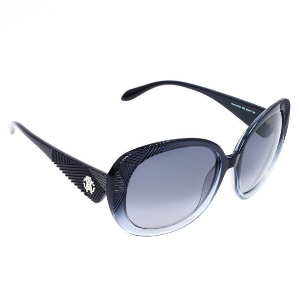 Roberto Cavalli Black &amp; Blue Oval Ihuru Womens Sunglasses