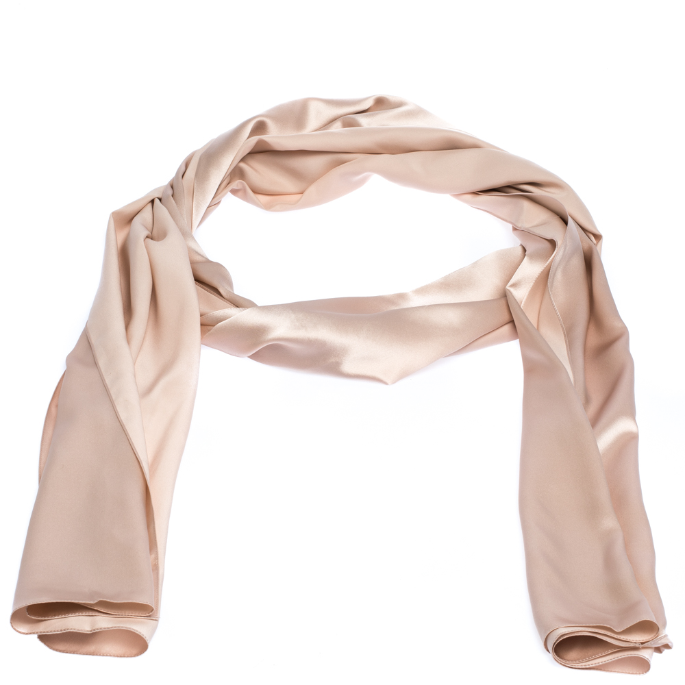 Pre Owned Roberto Cavalli Champagne Pink Silk Satin Stole 
