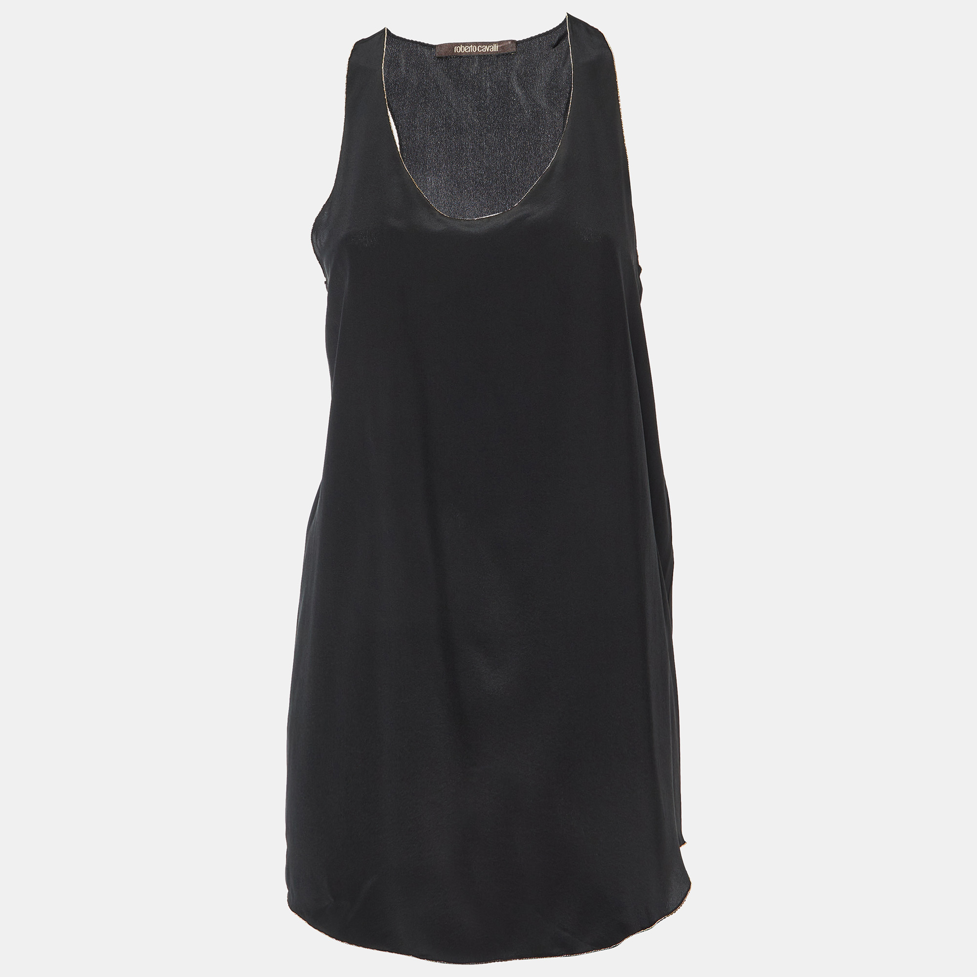 

Roberto Cavalli Black Silk Bead Detail Sleeveless Top M