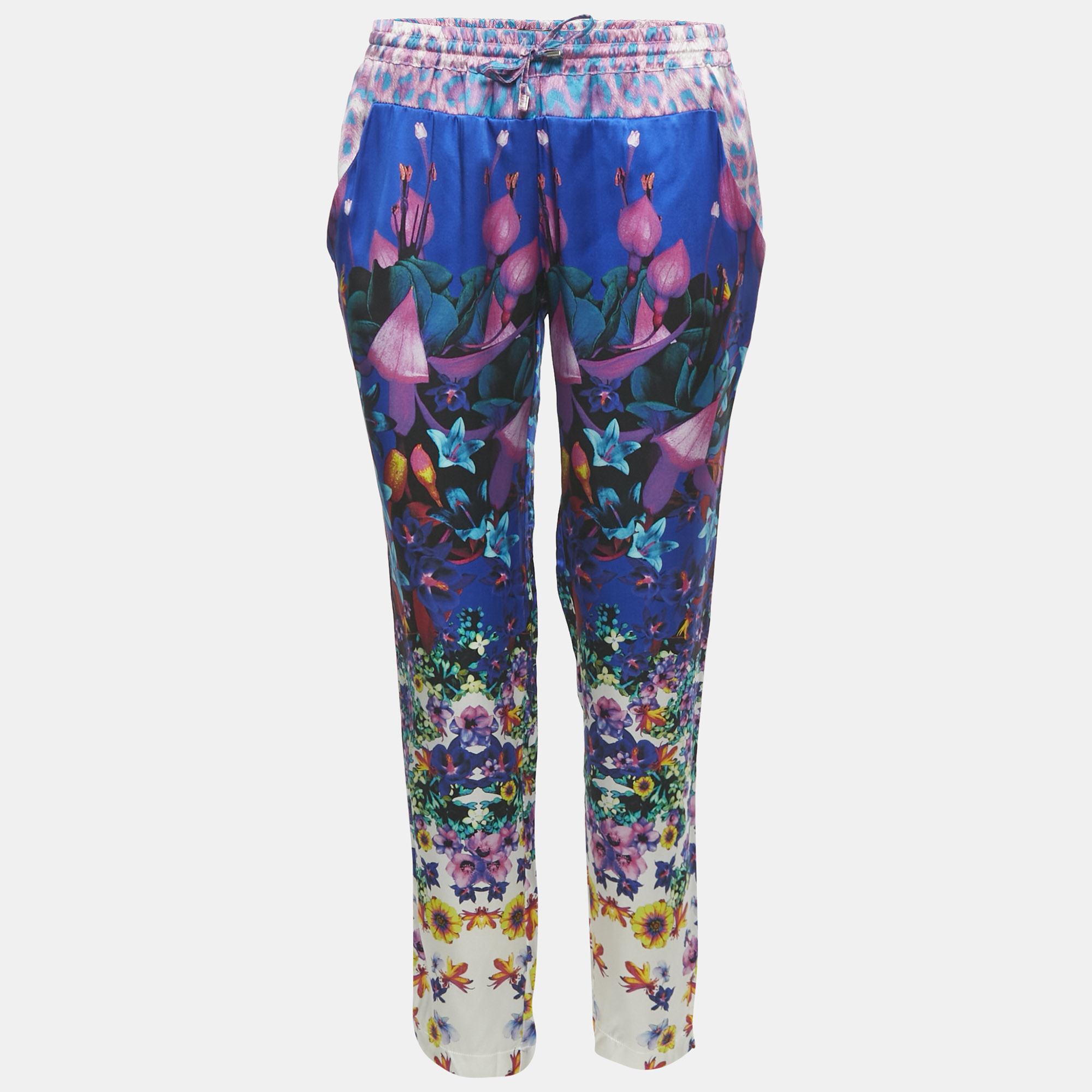 

Roberto Cavalli Blue Floral Print Stain Trousers L