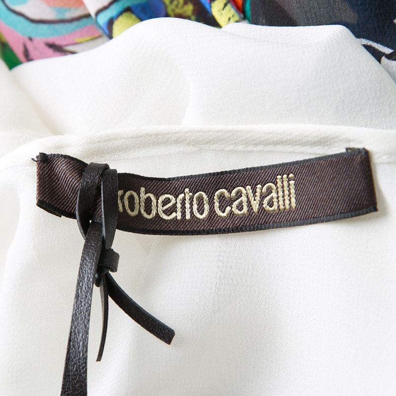 Pre-owned Roberto Cavalli Multicolor Floral Printed Silk Kaftan Top S