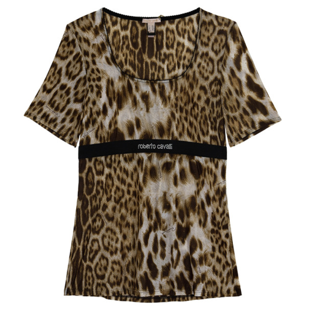 Pre Owned Roberto Cavalli Animal Print Top XXL