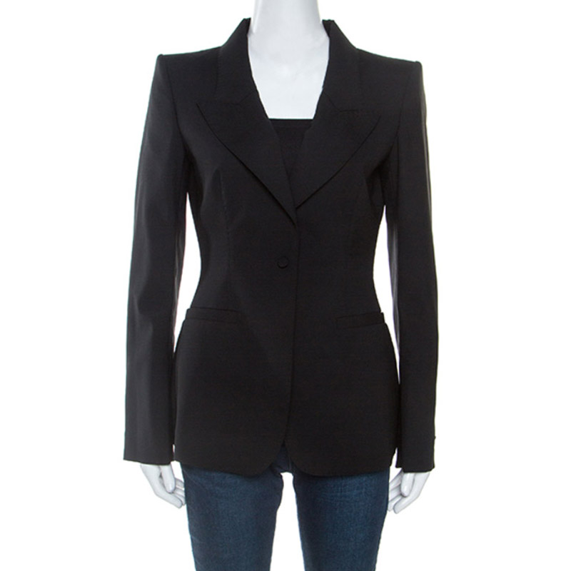 مملوكة مسبقًا Roberto Cavalli Black Wool Tailored Blazer M