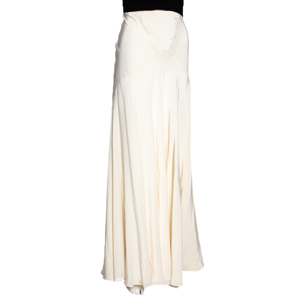 

Roberto Cavalli Cream Silk Flared Maxi Skirt