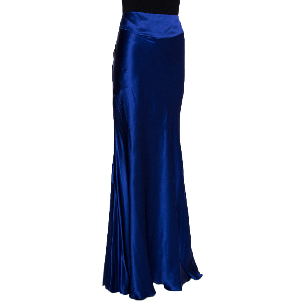 

Roberto Cavalli Purple Silk Satin Flared Maxi Skirt
