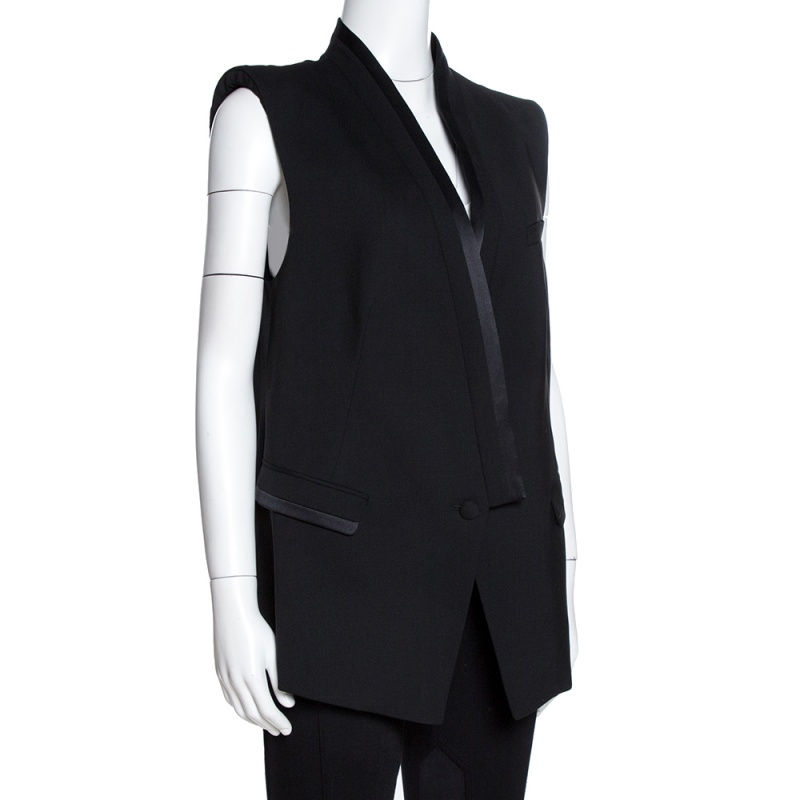 

Roberto Cavalli Black Stretch Wool A-Line Vest