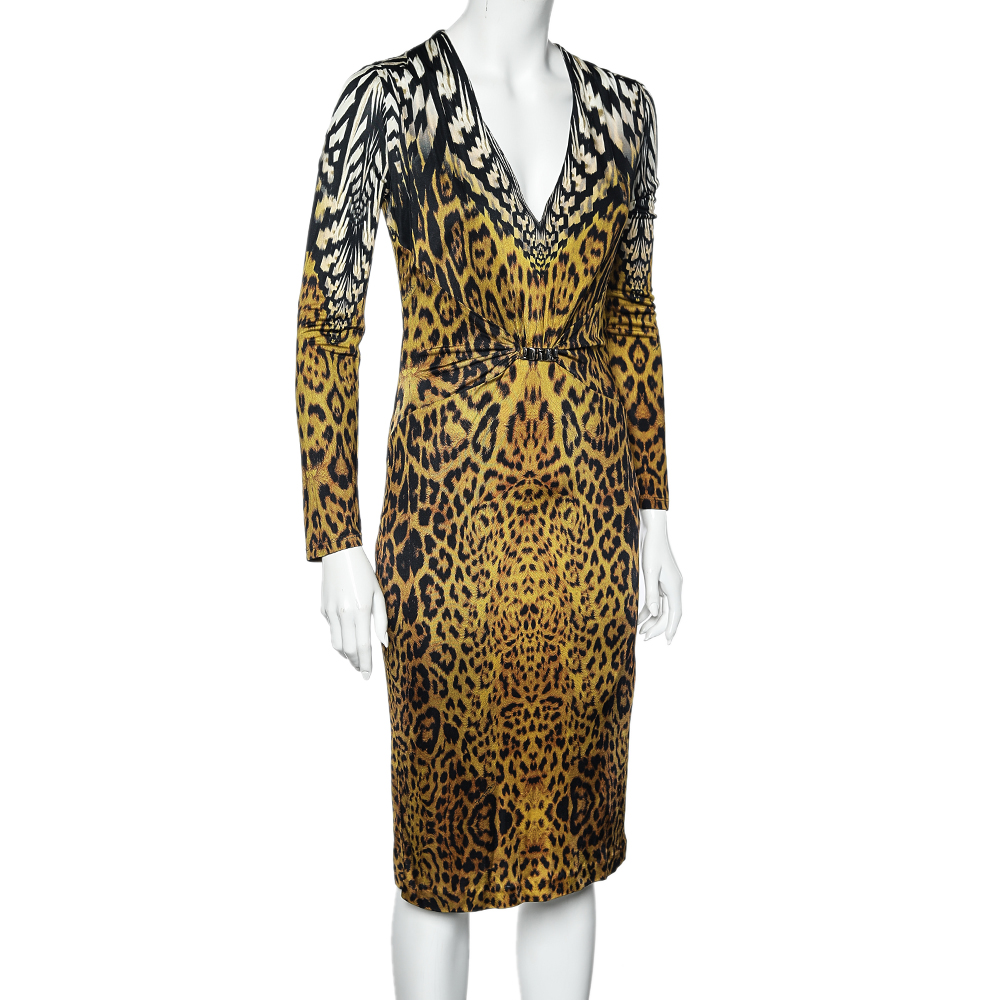 

Roberto Cavalli Black Leopard Print Jersey Dress