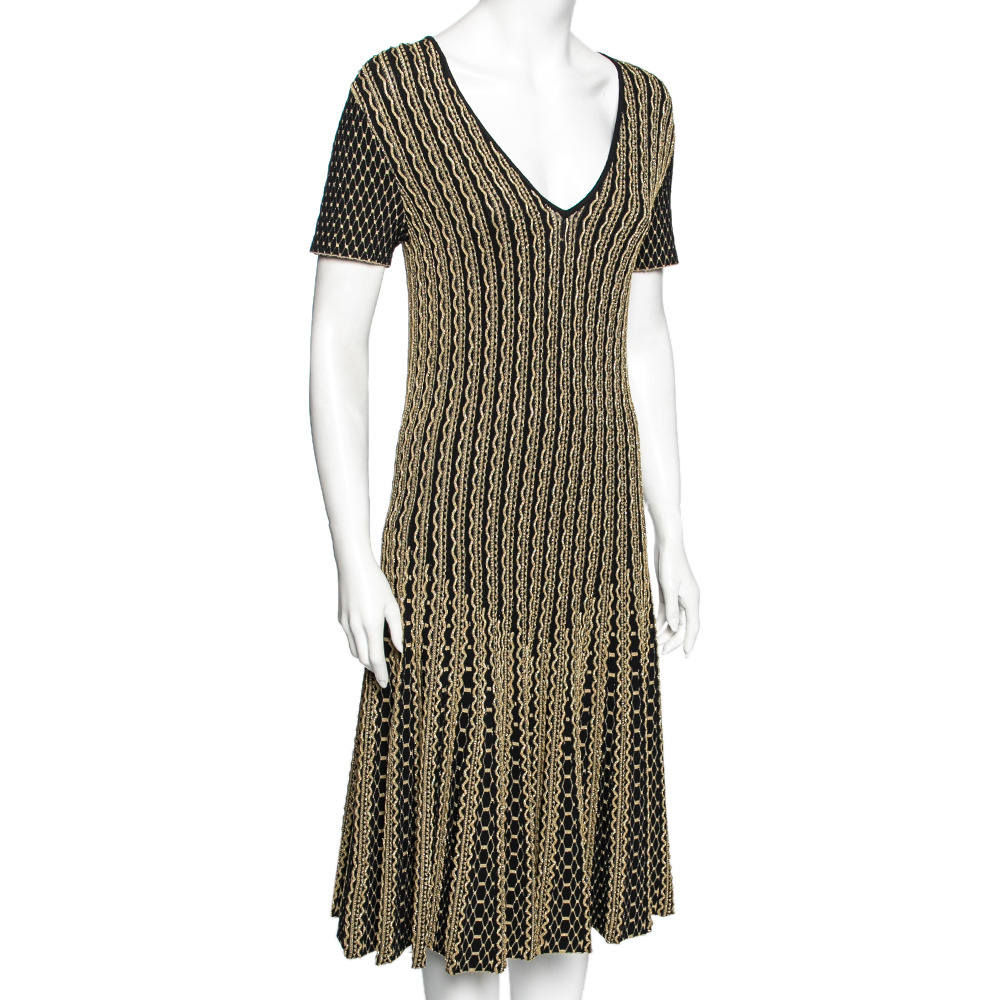 

Roberto Cavalli Black Lurex Knit Midi Dress