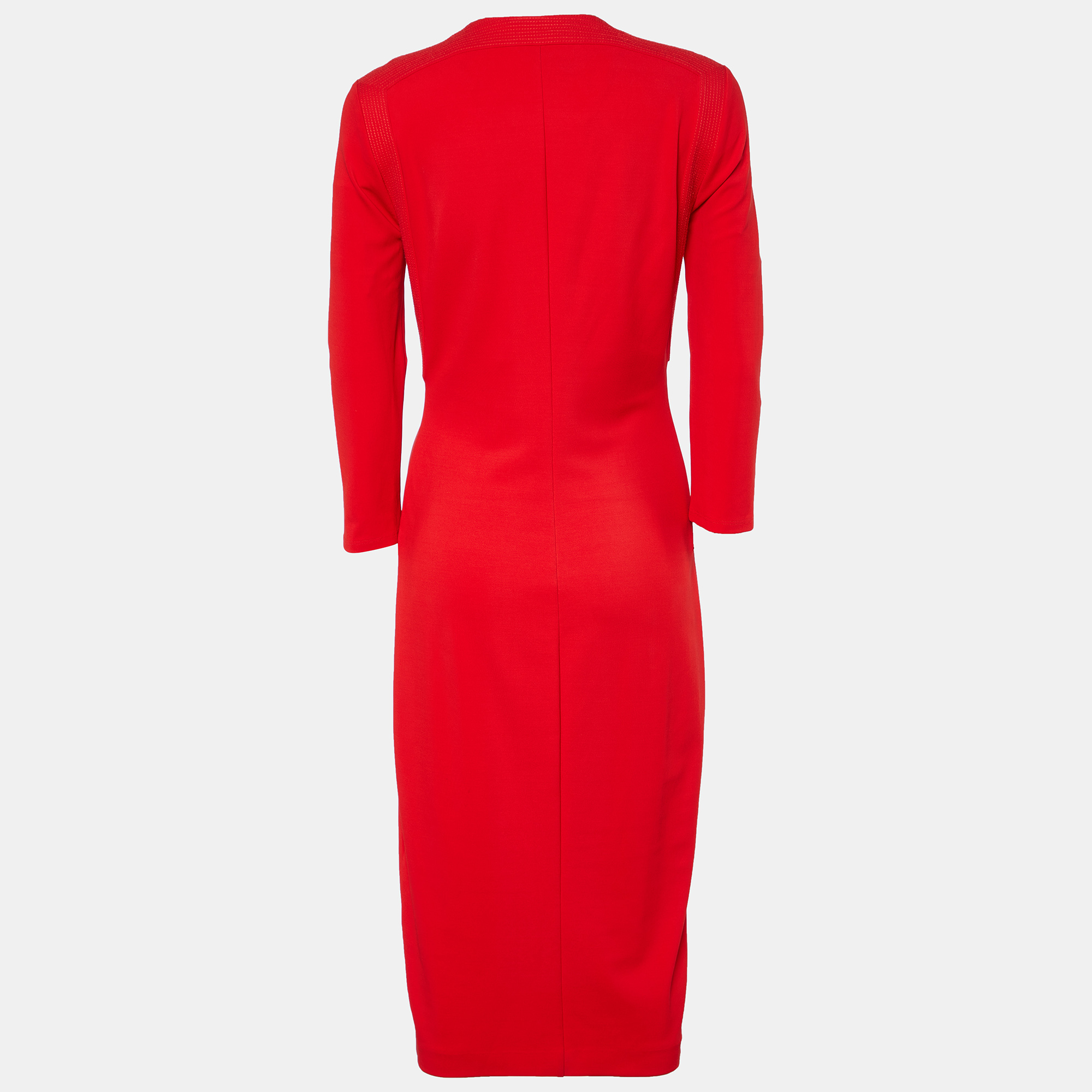

Roberto Cavalli Red Jersey Long Sleeve Midi Dress