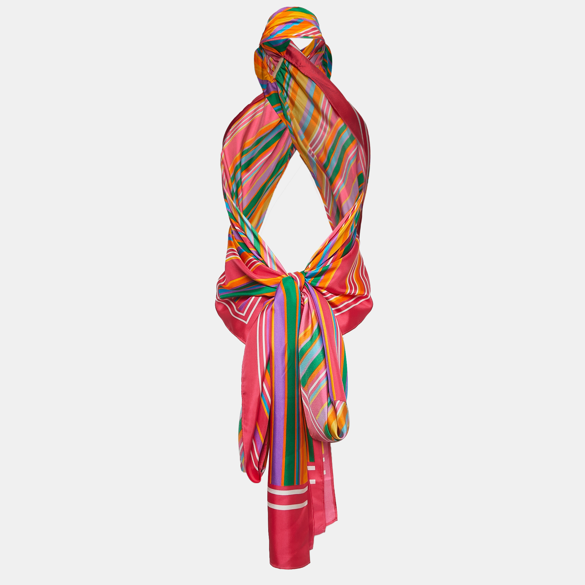 

Roberto Cavalli Multicolor Striped Silk Wrap Top