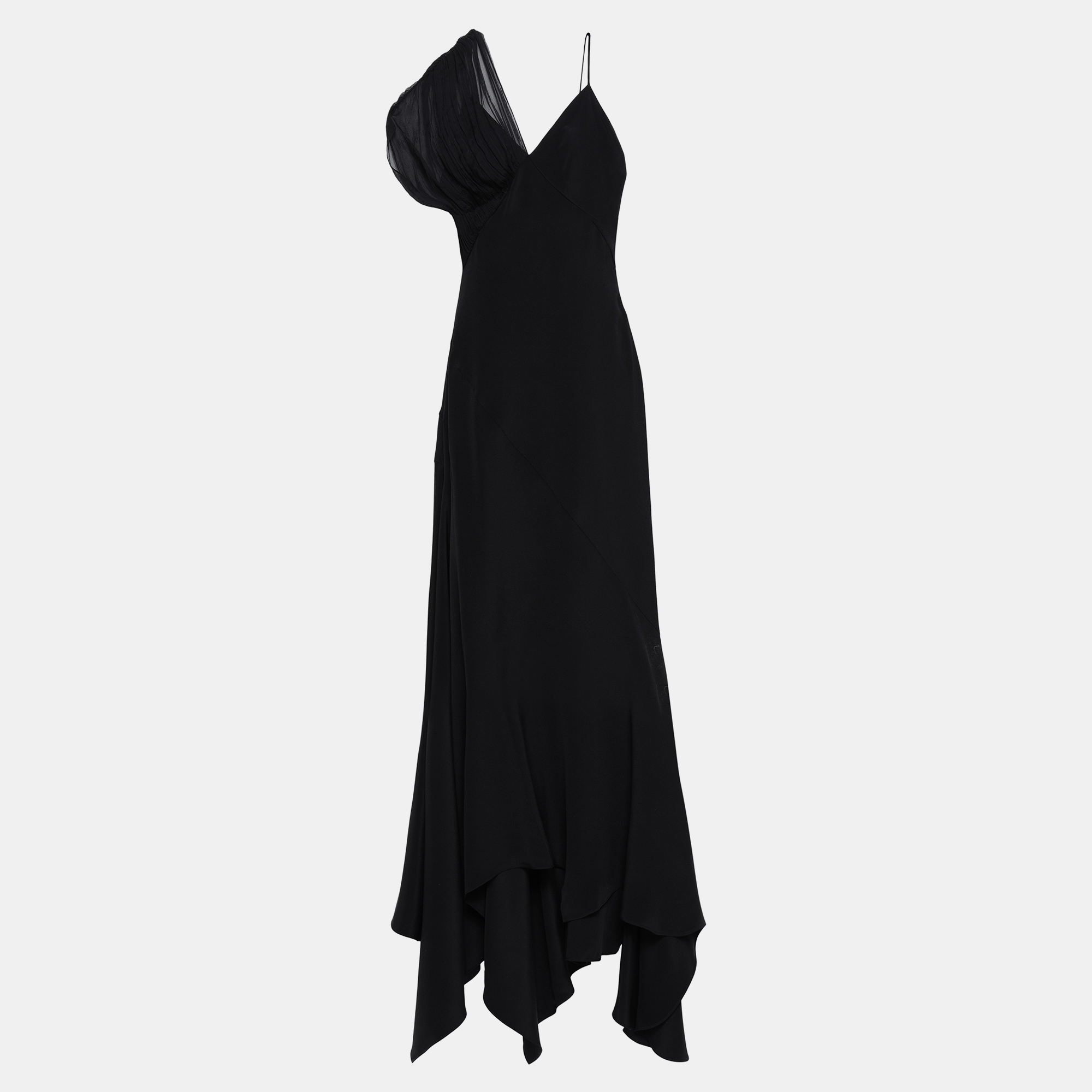 Pre-owned Roberto Cavalli Silk Midi Dress 46 In Black