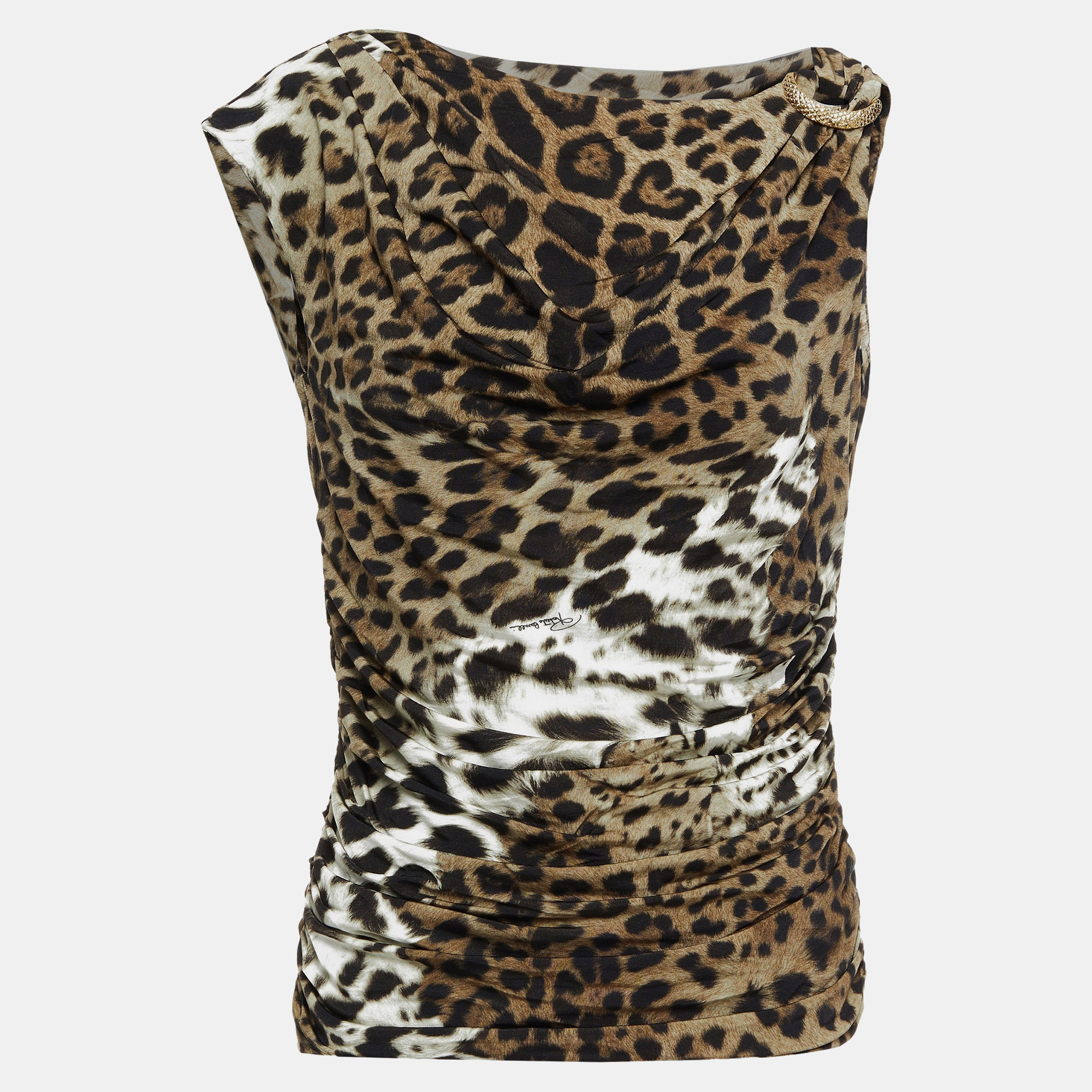Pre-owned Roberto Cavalli Viscose Sleeveless Top 42 In Brown