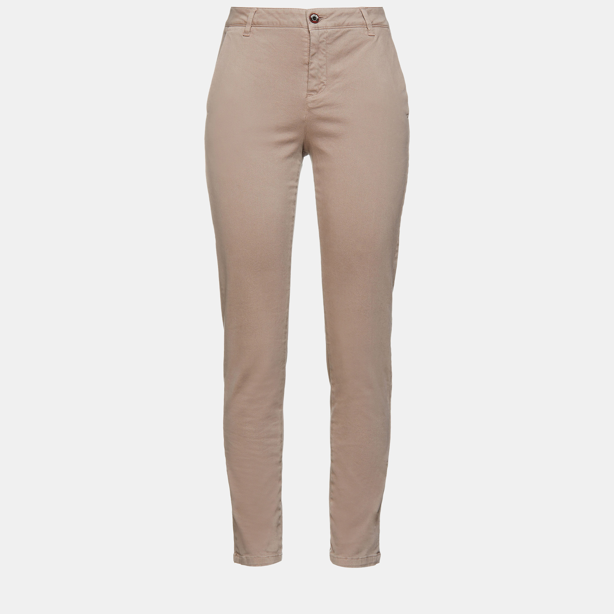 Pre-owned Roberto Cavalli Sport Taupe Cotton Slim Fit Pants S (size 26) In Pink