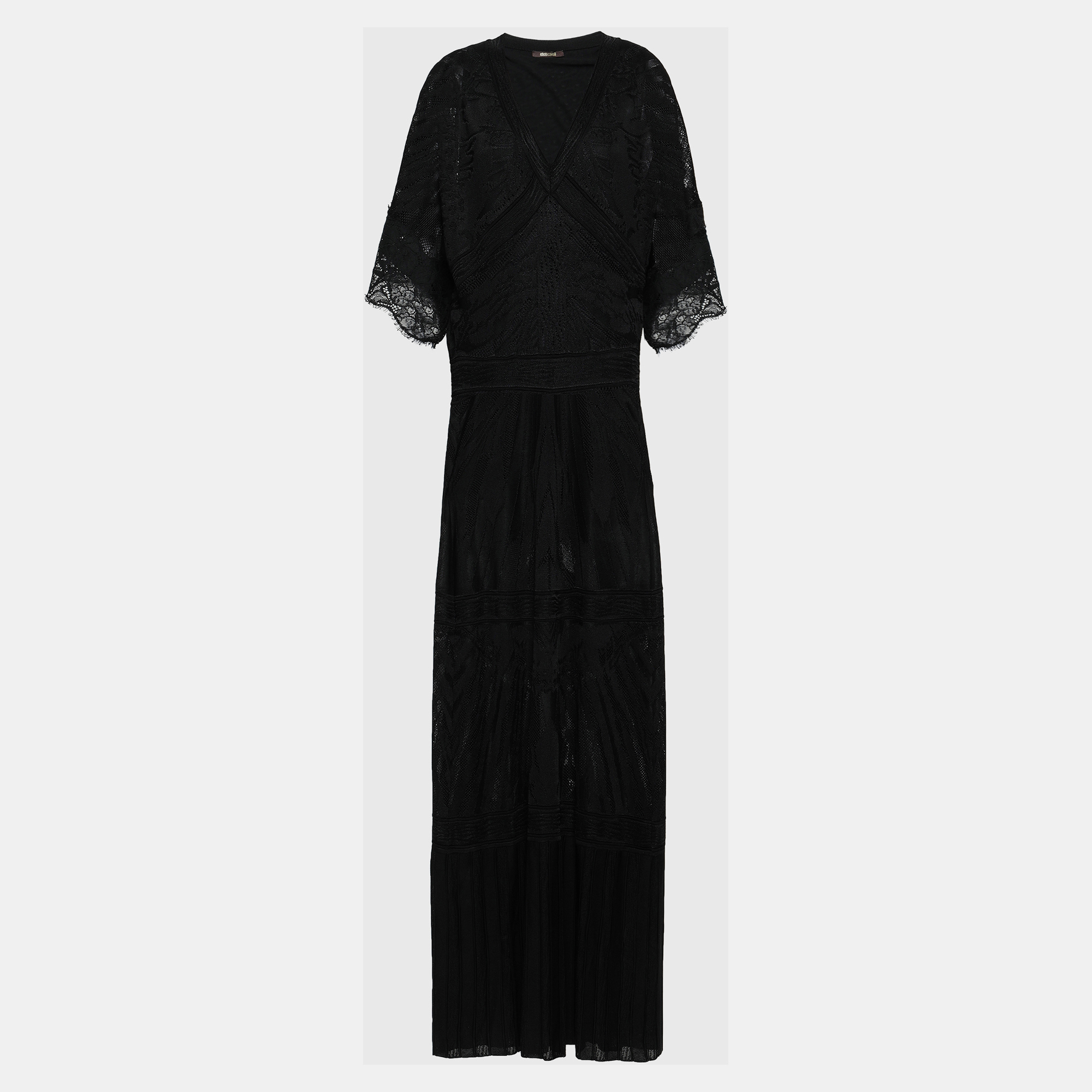 

Roberto Cavalli Black Patterned Knit Maxi Dress