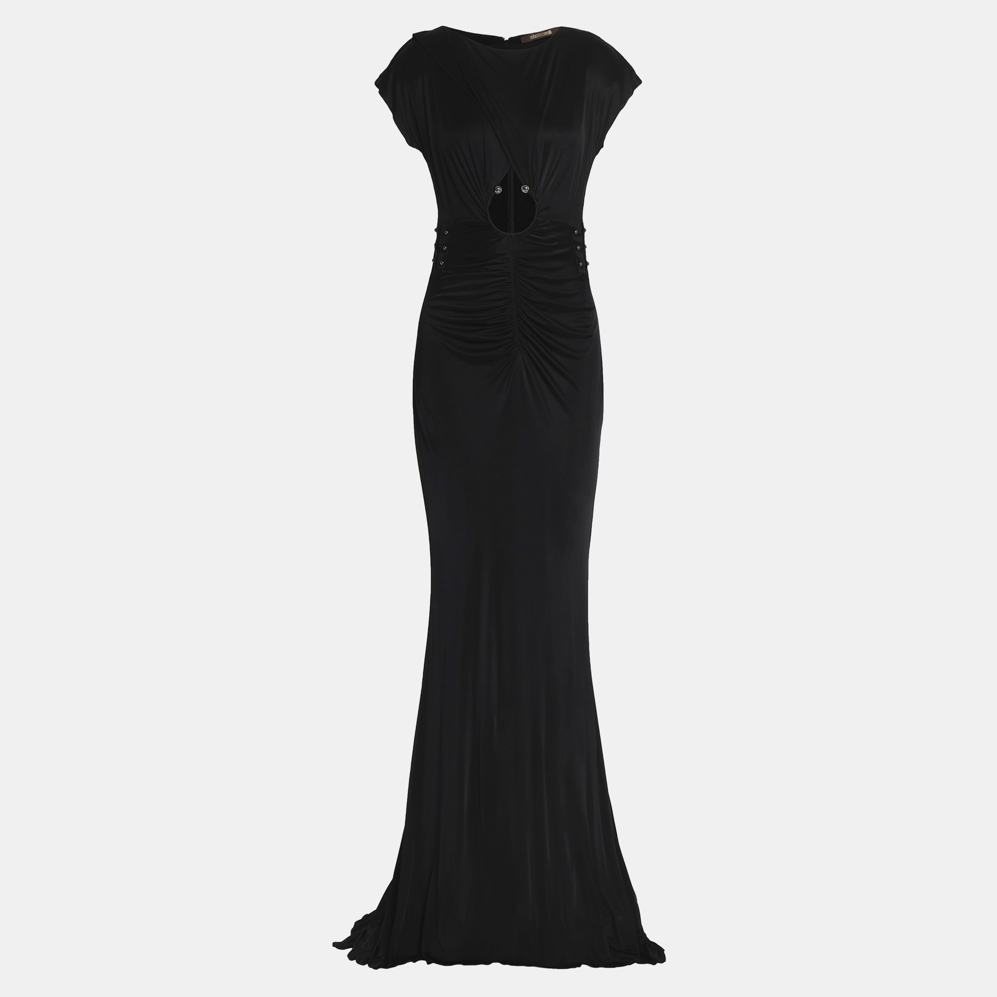 Pre-owned Roberto Cavalli Viscose Gown 40 In Black
