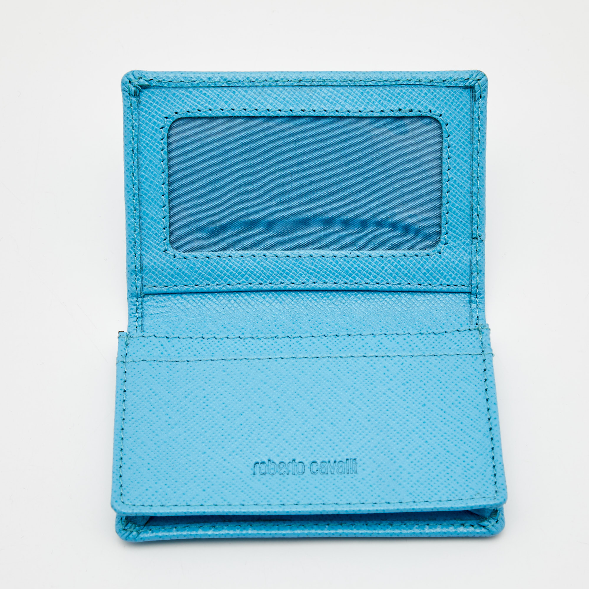 

Roberto Cavalli Blue Leather Unisex Compact Wallet