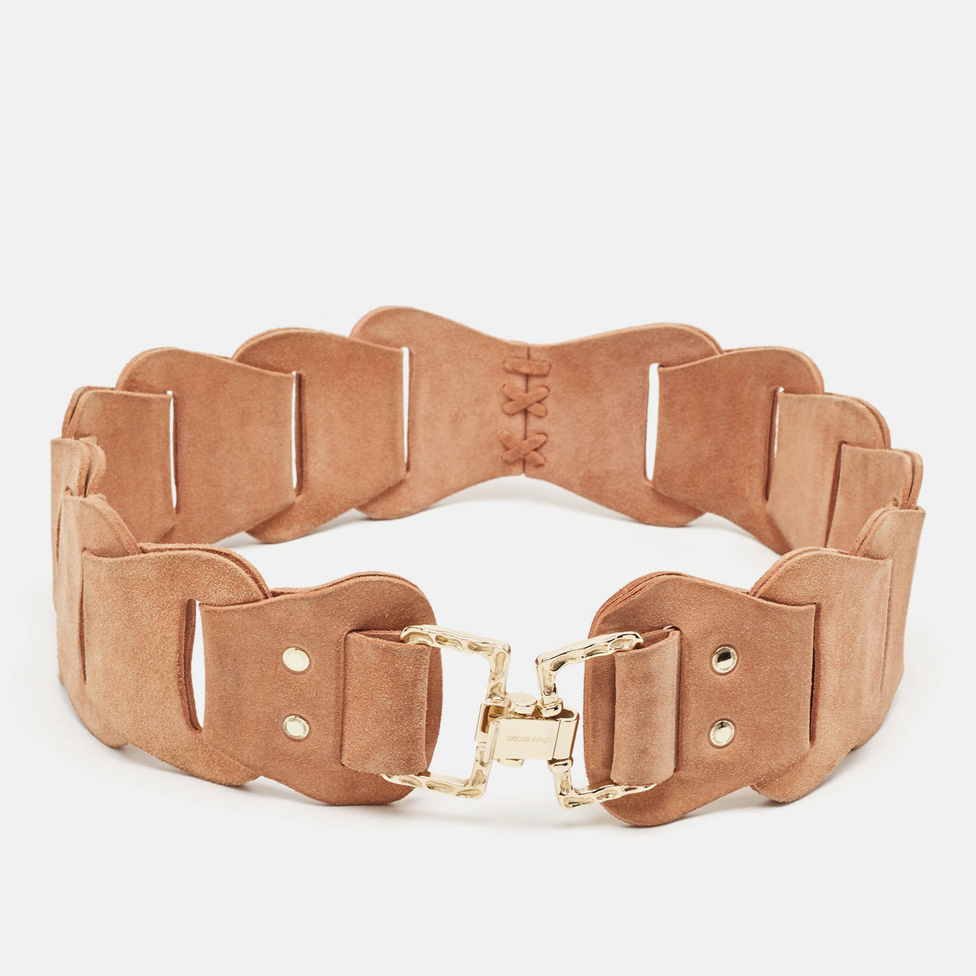 

Roberto Cavalli Beige Suede Metal Square Waist Belt