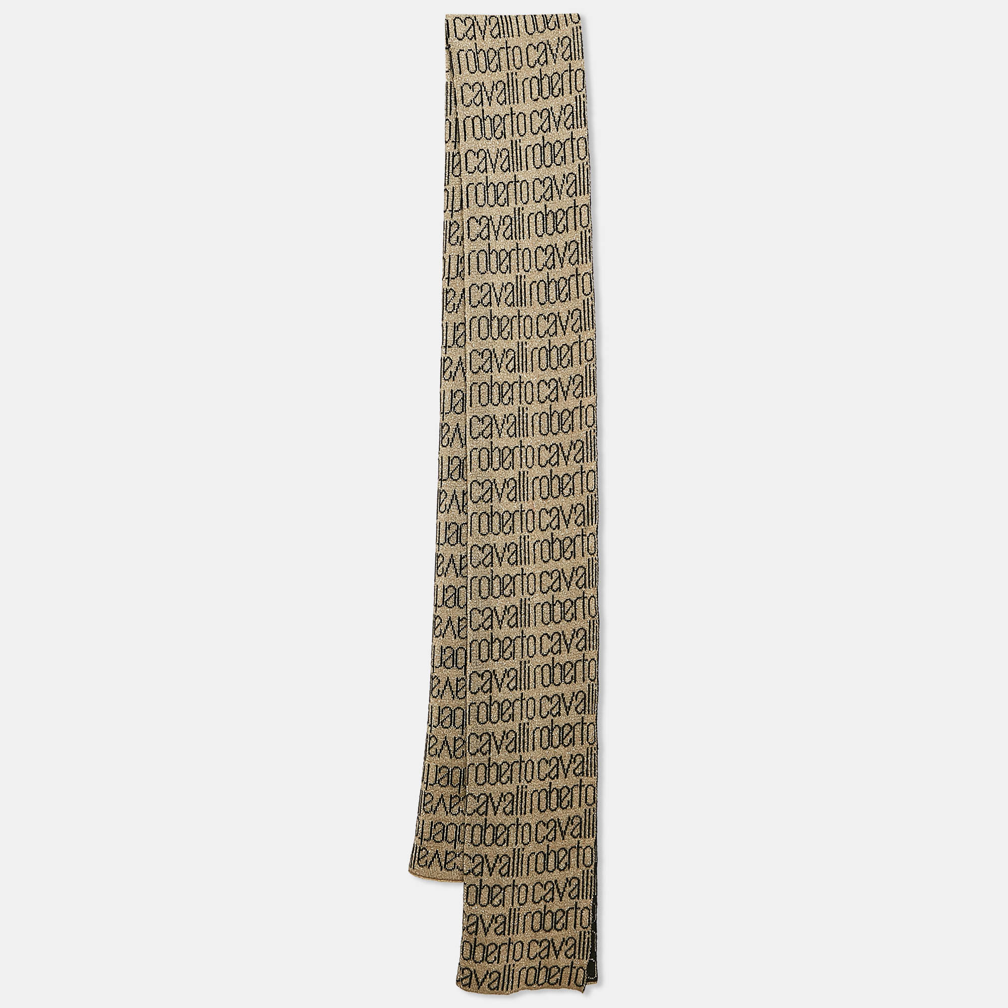 

Roberto Cavalli Black/Gold Monogram Lurex Knit Scarf