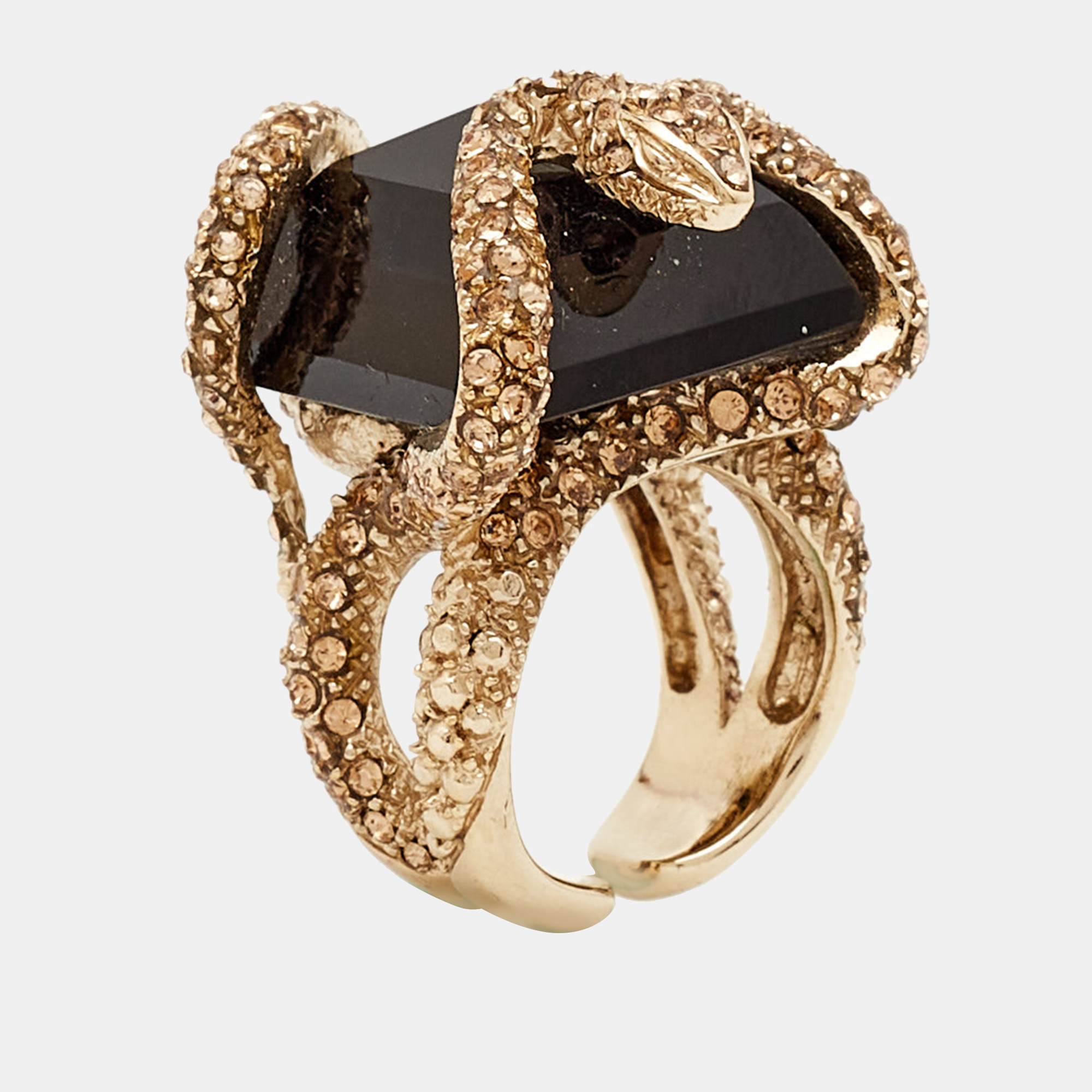 

Roberto Cavalli Crystals Gold Tone Ring Size