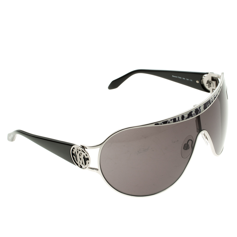 Pre Owned Roberto Cavalli Black/Silver 720S Marotiri Shield Sunglasses